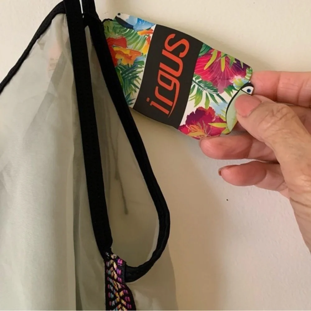 IRGUS.NWT.Sheer beach coverup.Light pale green. Native‎ trim on side. Sml.